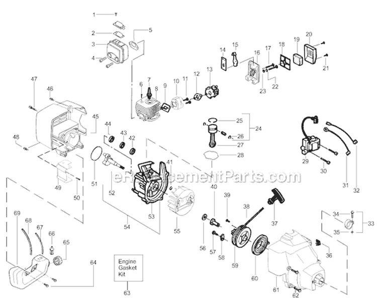Page A Diagram and Parts List for FL25LE Type 2 Weed Eater Trimmer